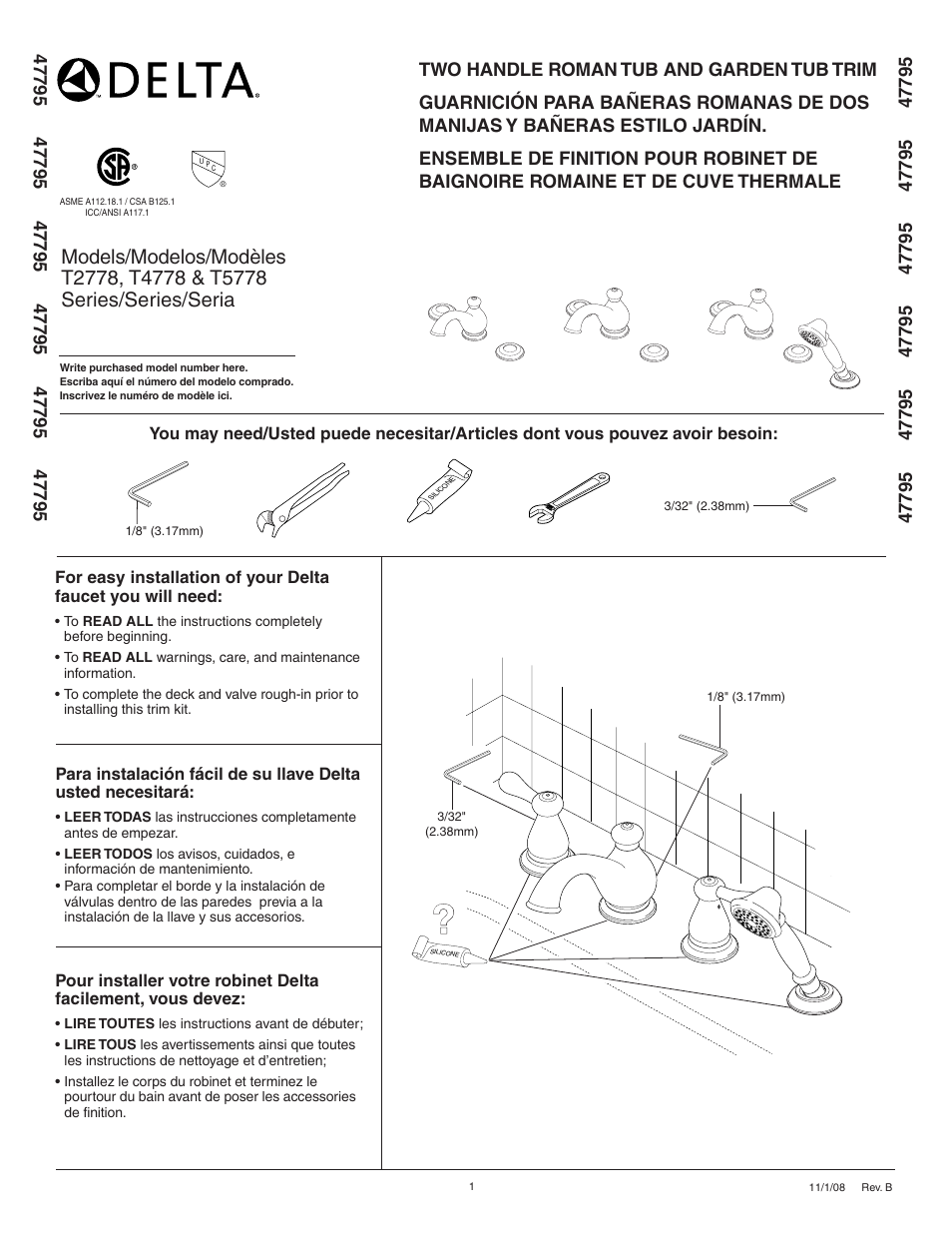 Factory Direct Hardware Delta T2778LHP Leland User Manual | 8 pages