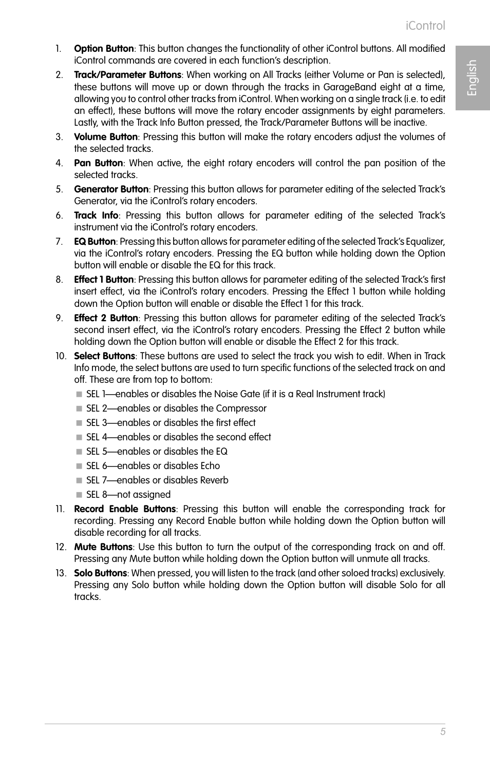 Icontrol english | M-AUDIO iControl User Manual | Page 3 / 7