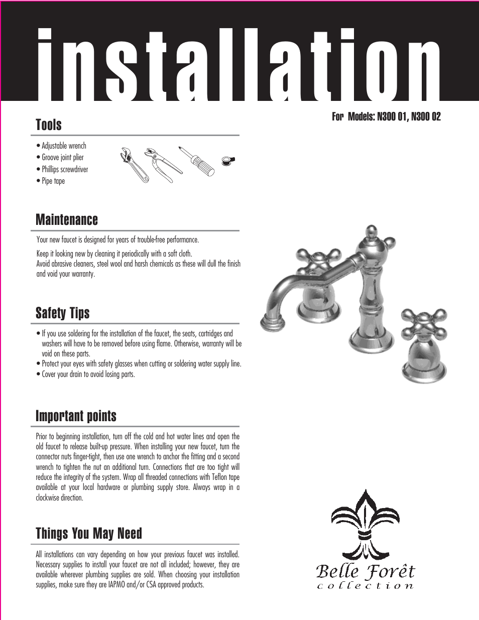 Factory Direct Hardware Belle Foret N30002 User Manual | 5 pages