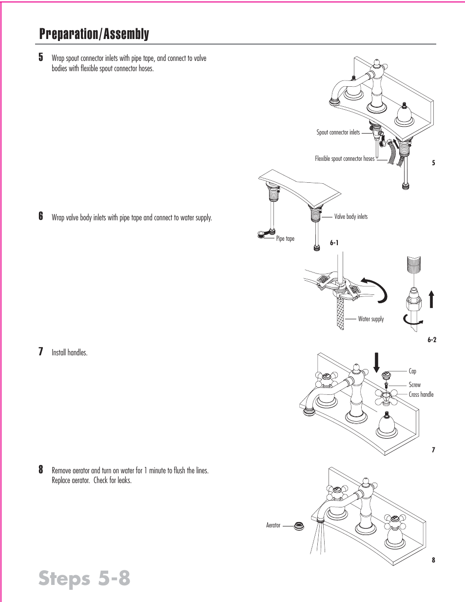 Steps 5-8, Preparation/assembly | Factory Direct Hardware Belle Foret N30002 User Manual | Page 3 / 5