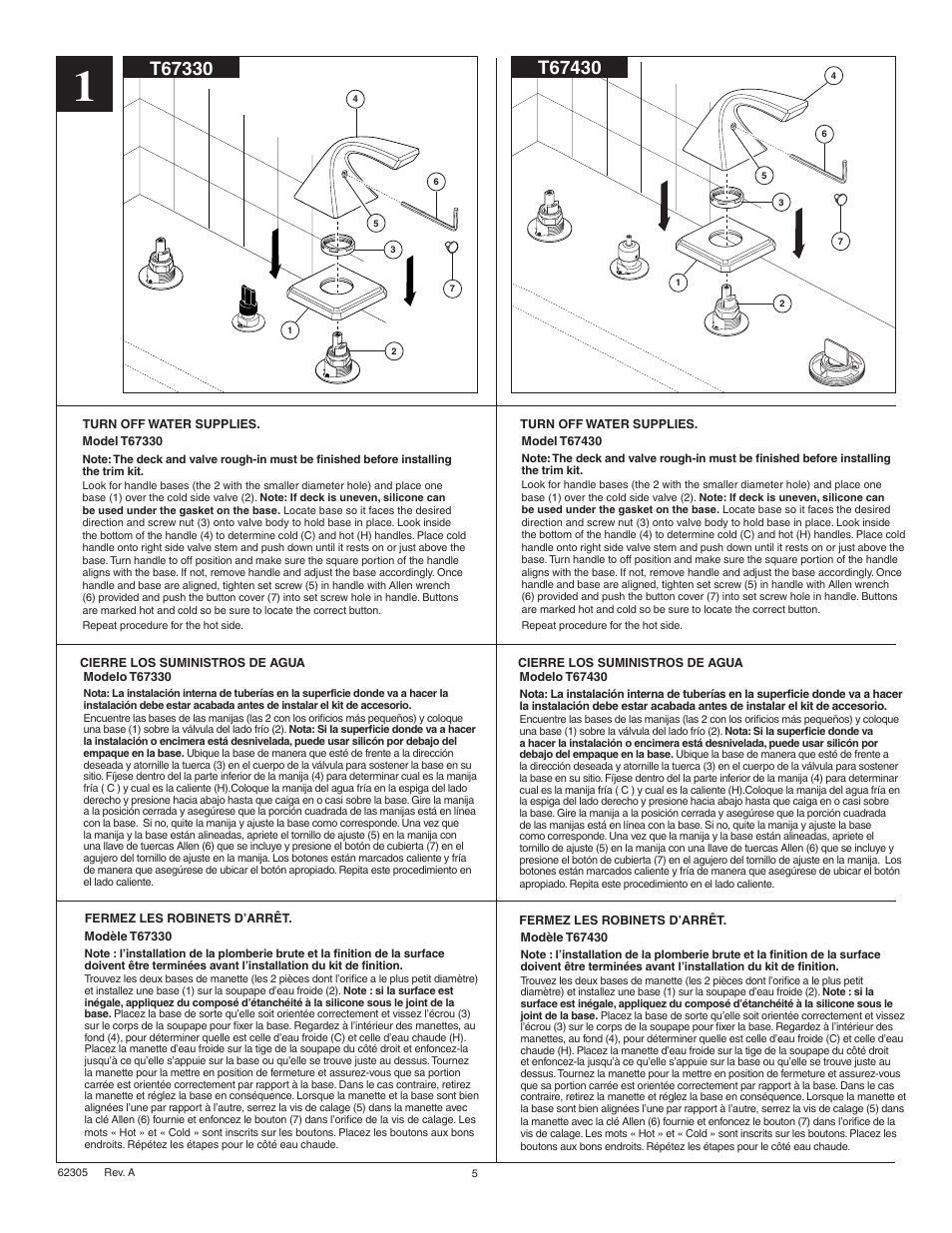 Factory Direct Hardware Brizo T67430 Virage User Manual | Page 5 / 8