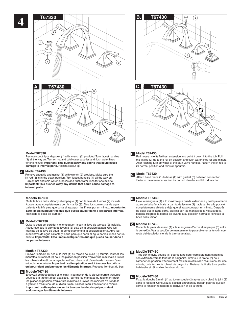 A. b. c | Factory Direct Hardware Brizo T67430 Virage User Manual | Page 8 / 8