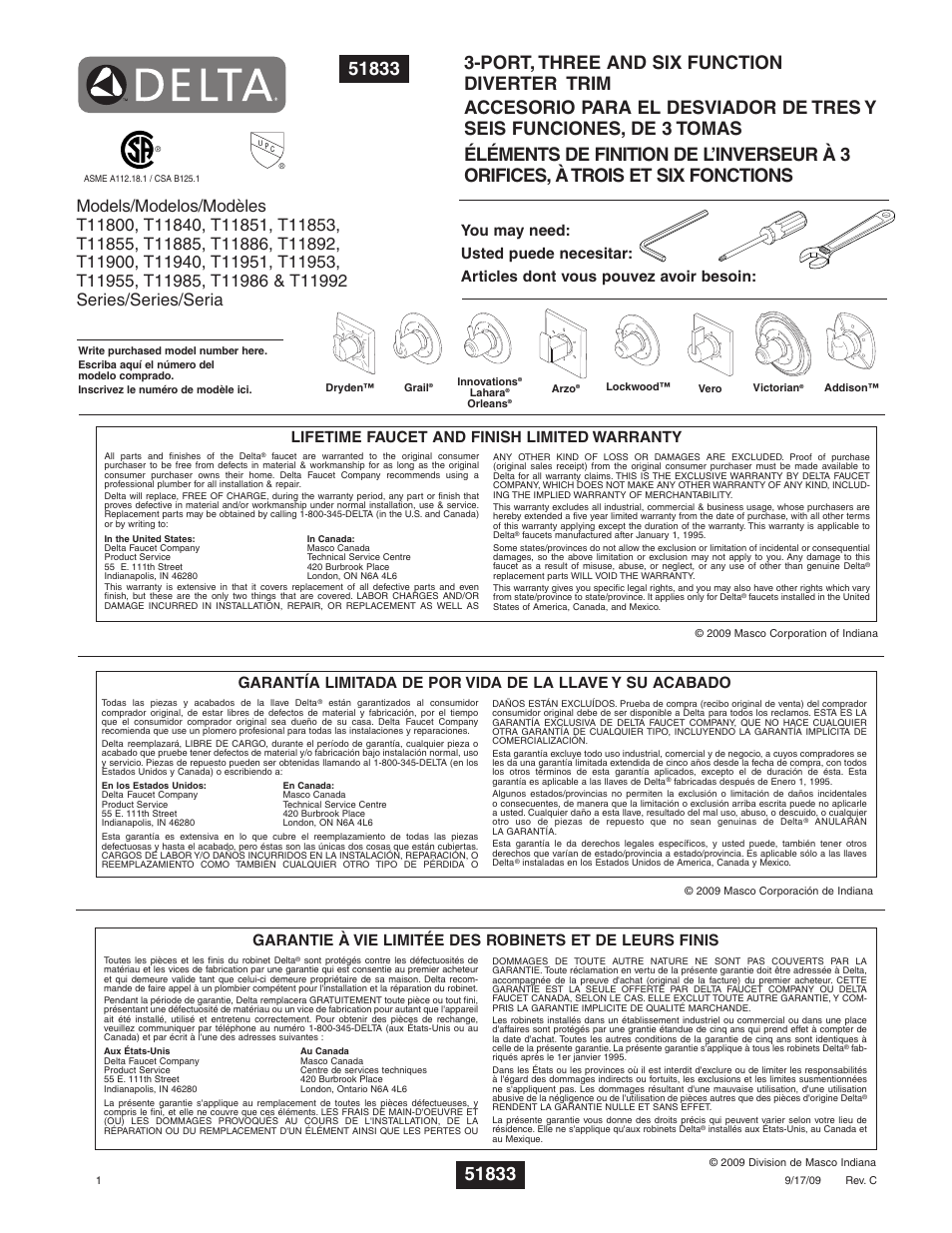 Factory Direct Hardware Delta T11985 Grail  User Manual | 4 pages