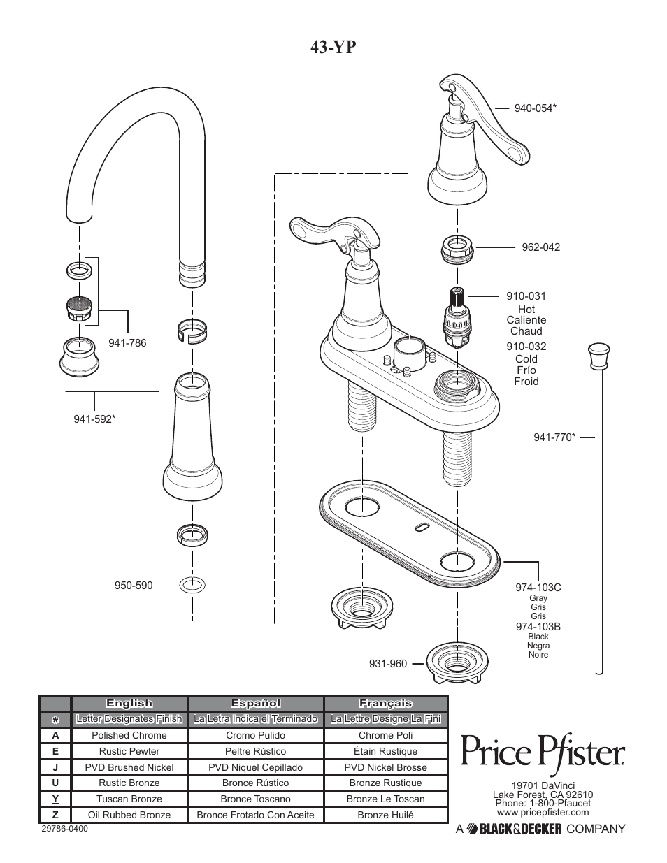 Factory Direct Hardware Pfister T43-YP0 User Manual | Page 12 / 12