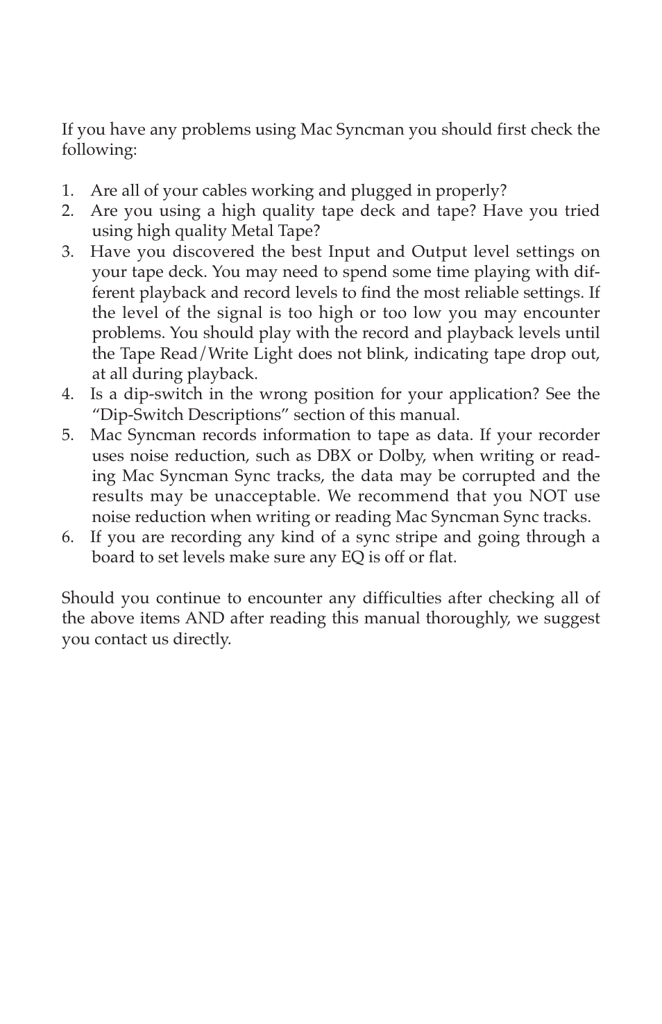 Trouble shooting | M-AUDIO Mac Syncman User Manual | Page 19 / 24