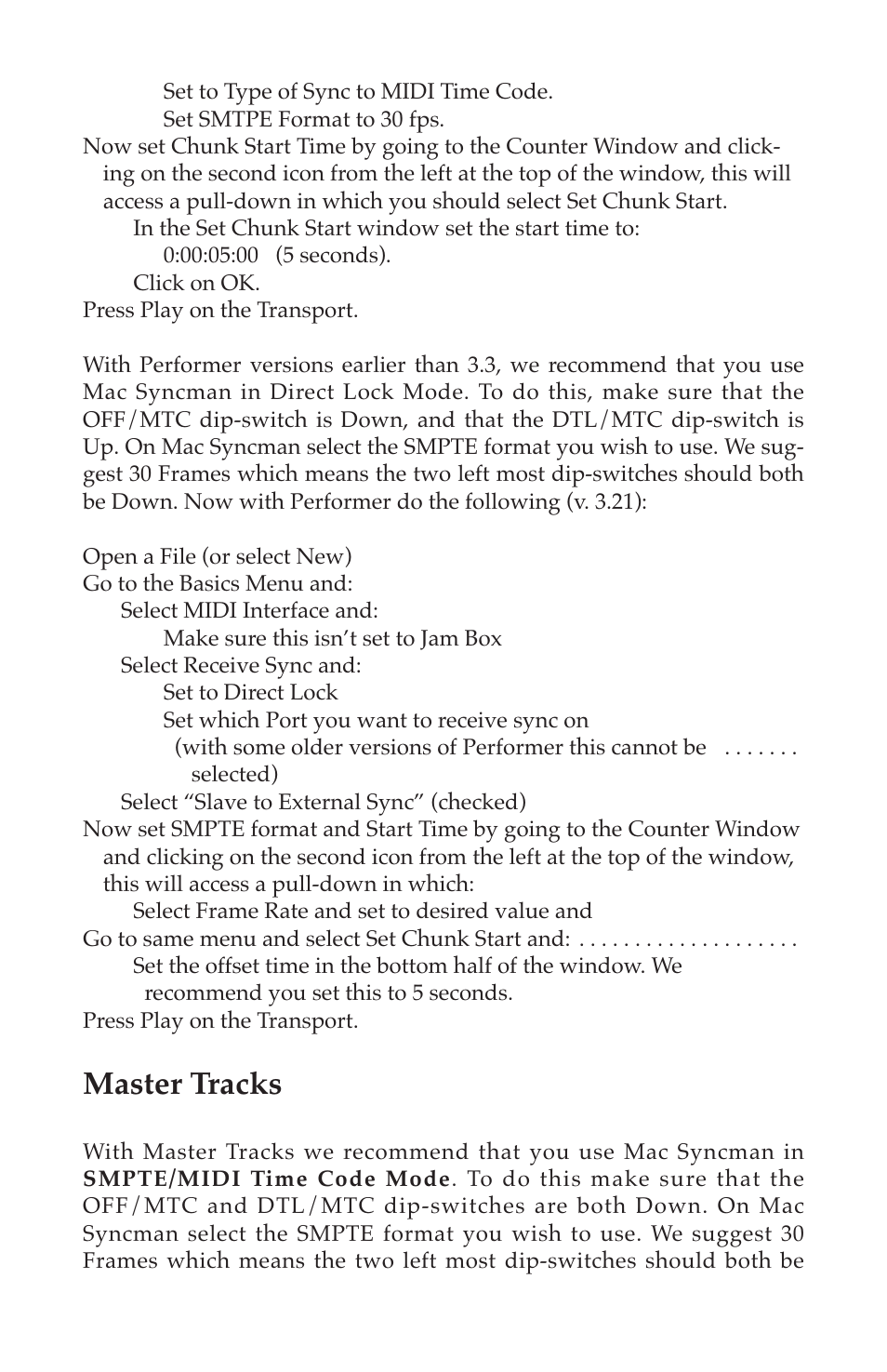 Master tracks | M-AUDIO Mac Syncman User Manual | Page 21 / 24