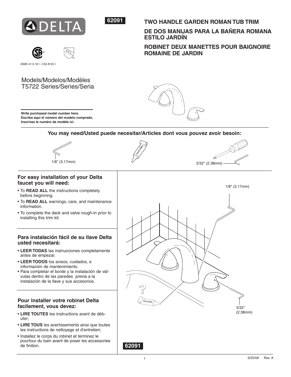 Factory Direct Hardware Delta T5722 Classic User Manual | 4 pages