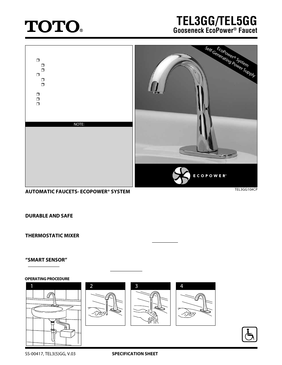 Factory Direct Hardware Toto TEL3GG60#CP User Manual | 2 pages