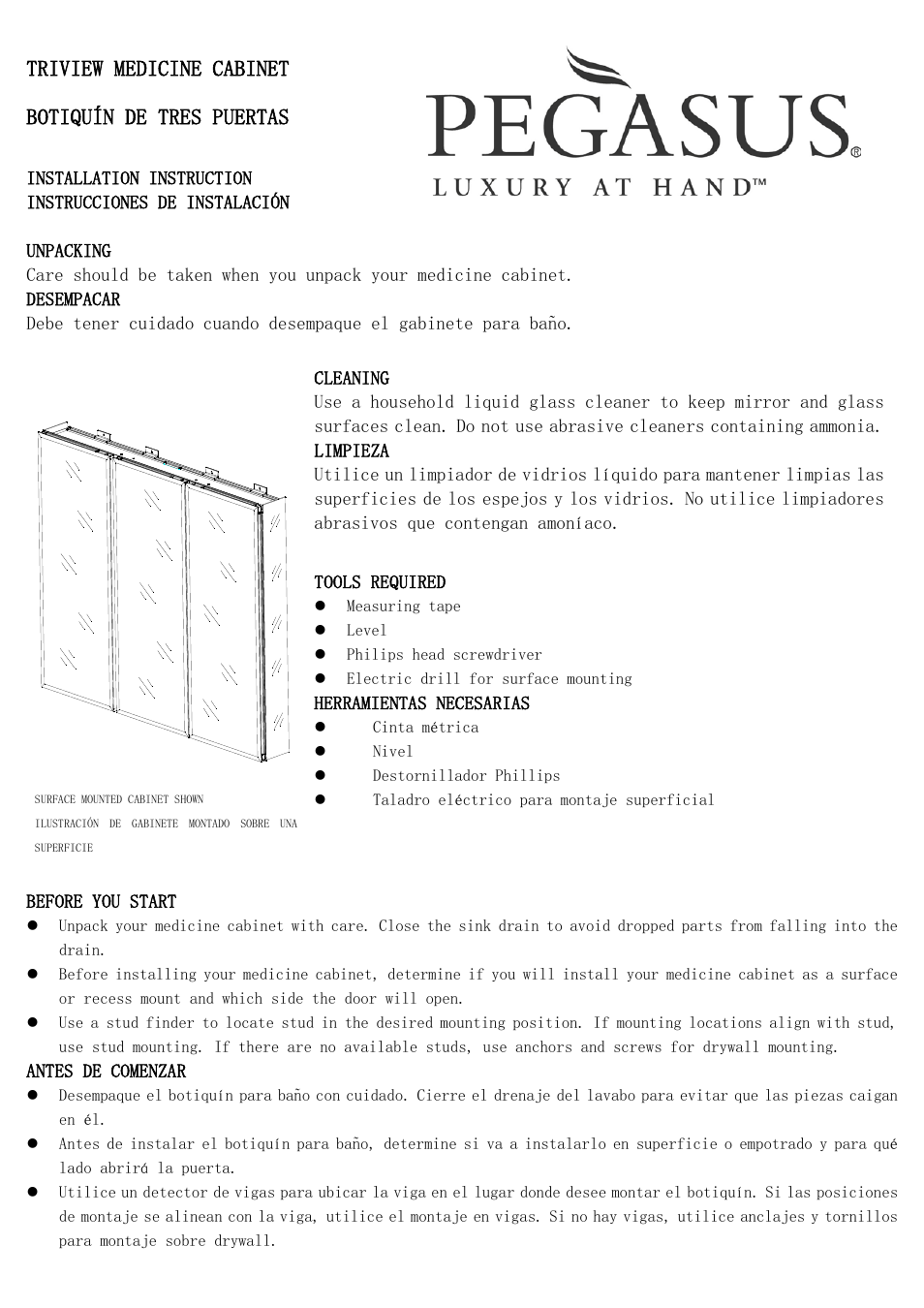 Factory Direct Hardware Pegasus SP4588 Mirrored User Manual | 9 pages