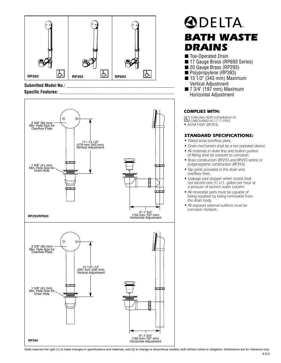 Factory Direct Hardware Delta RP693PT Classic User Manual | 2 pages