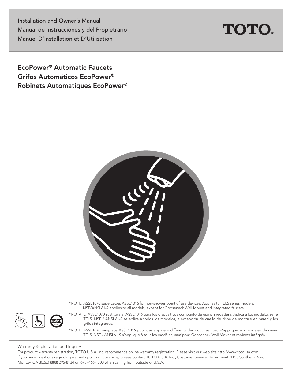 Factory Direct Hardware Toto TEL3LW10#CP User Manual | 36 pages