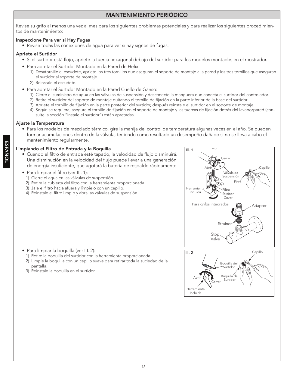 Mantenimiento periódico | Factory Direct Hardware Toto TEL3LW10#CP User Manual | Page 18 / 36