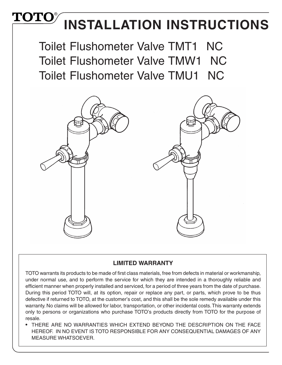 Factory Direct Hardware Toto TMU1LN12#CP 0.5 GPF User Manual | 4 pages