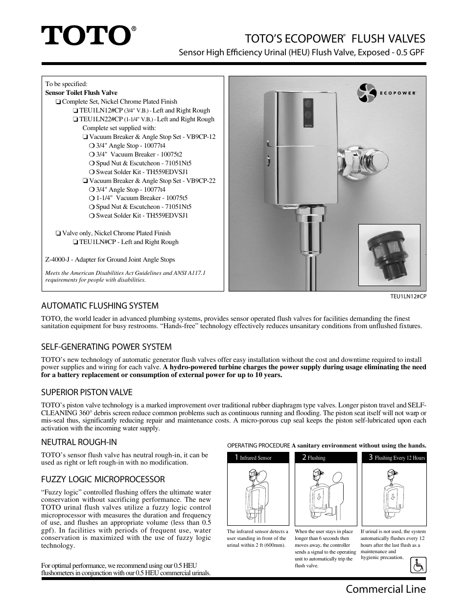 Factory Direct Hardware Toto TEU1LN22#CP User Manual | 2 pages