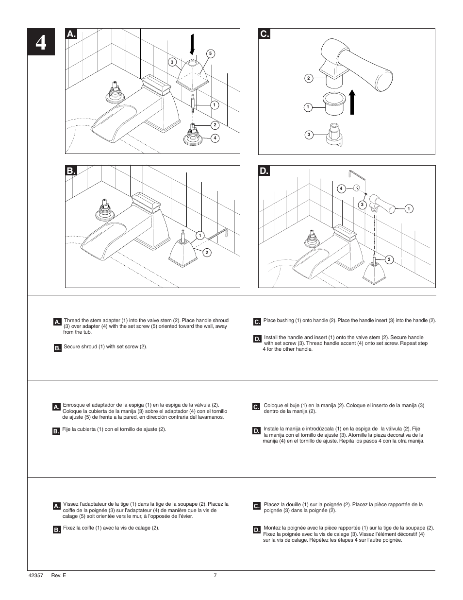 B. c. d | Factory Direct Hardware Brizo T6745 Vesi User Manual | Page 7 / 8