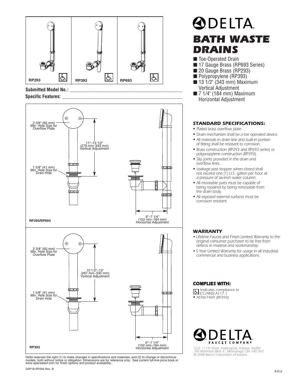 Factory Direct Hardware Delta RP693 User Manual | 1 page