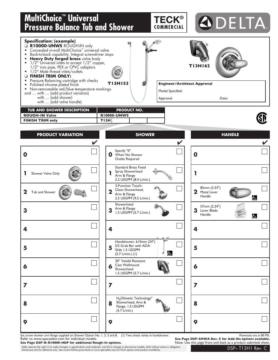 Factory Direct Hardware Delta T13H252 User Manual | 3 pages