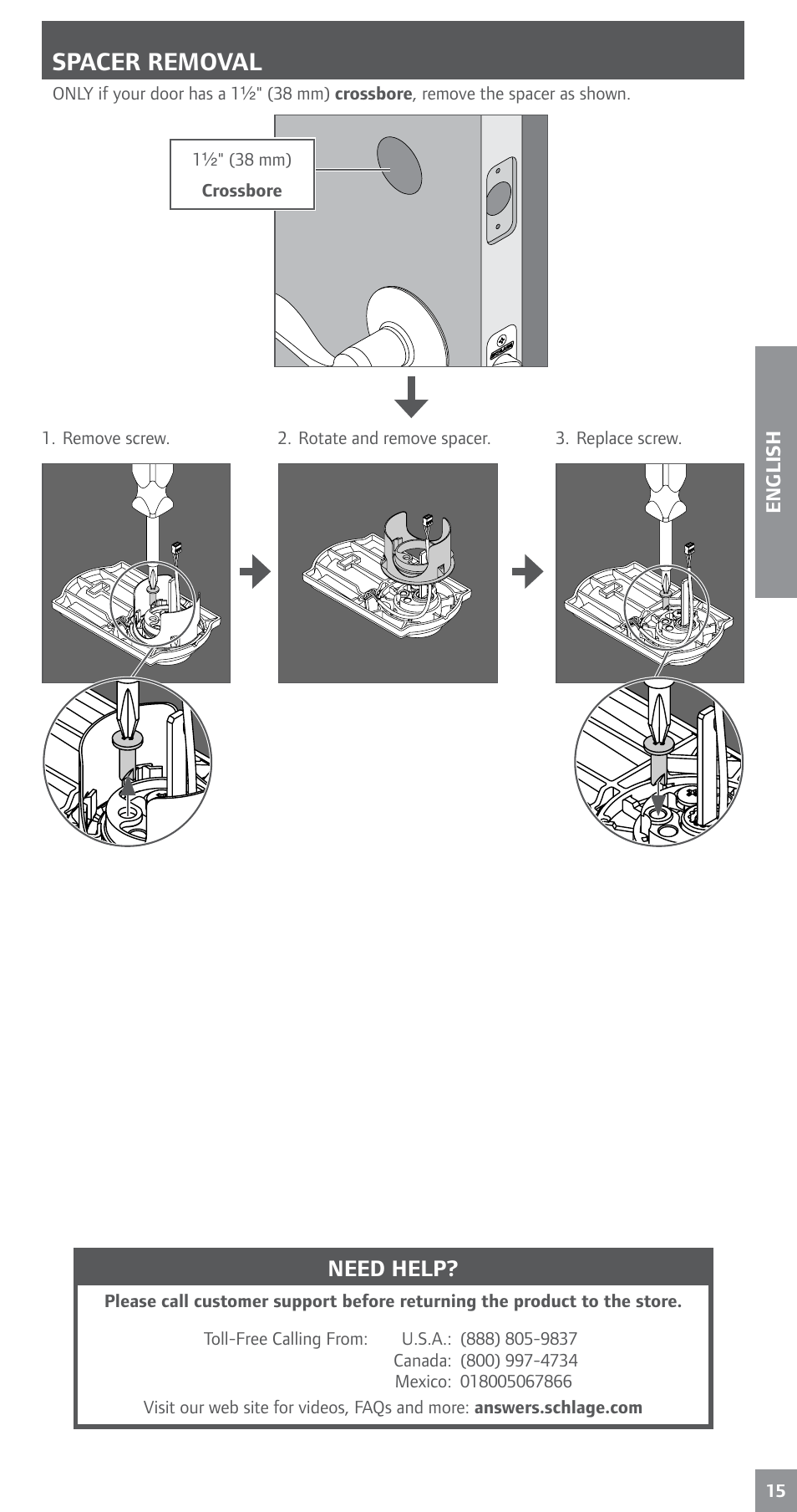 Spacer removal, Need help | Schlage BE469NX Installation User Manual | Page 15 / 16