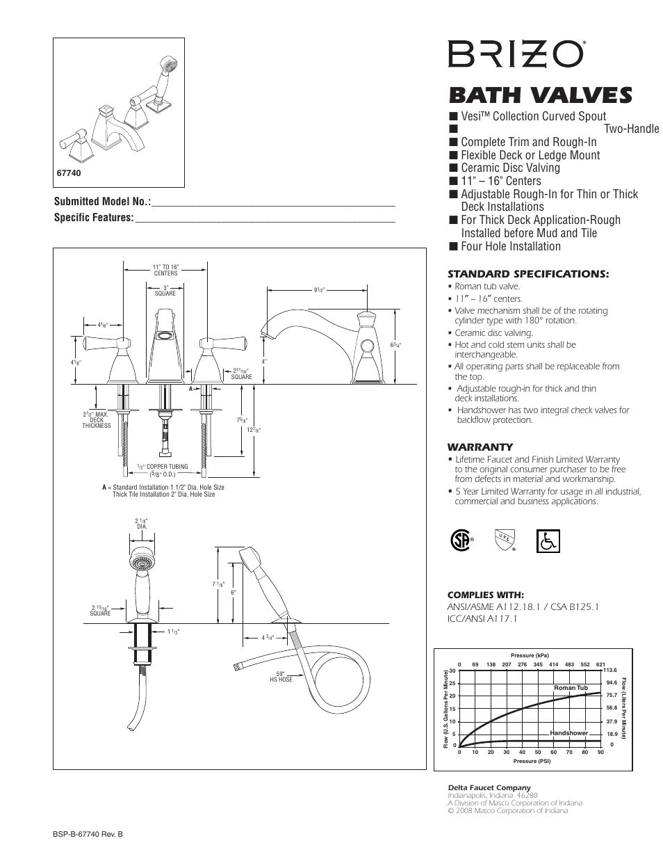 Factory Direct Hardware Brizo T67490-LHP RSVP Roman User Manual | 1 page