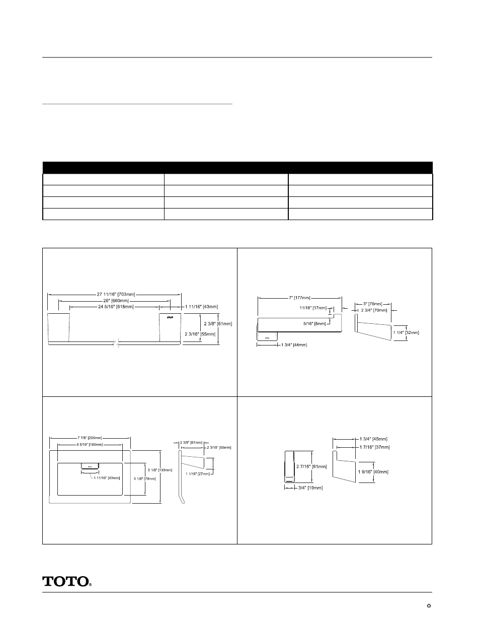 Y_624 series, Legato, Bath accessories | Specifications | Factory Direct Hardware Toto YB624 Legato User Manual | Page 2 / 2