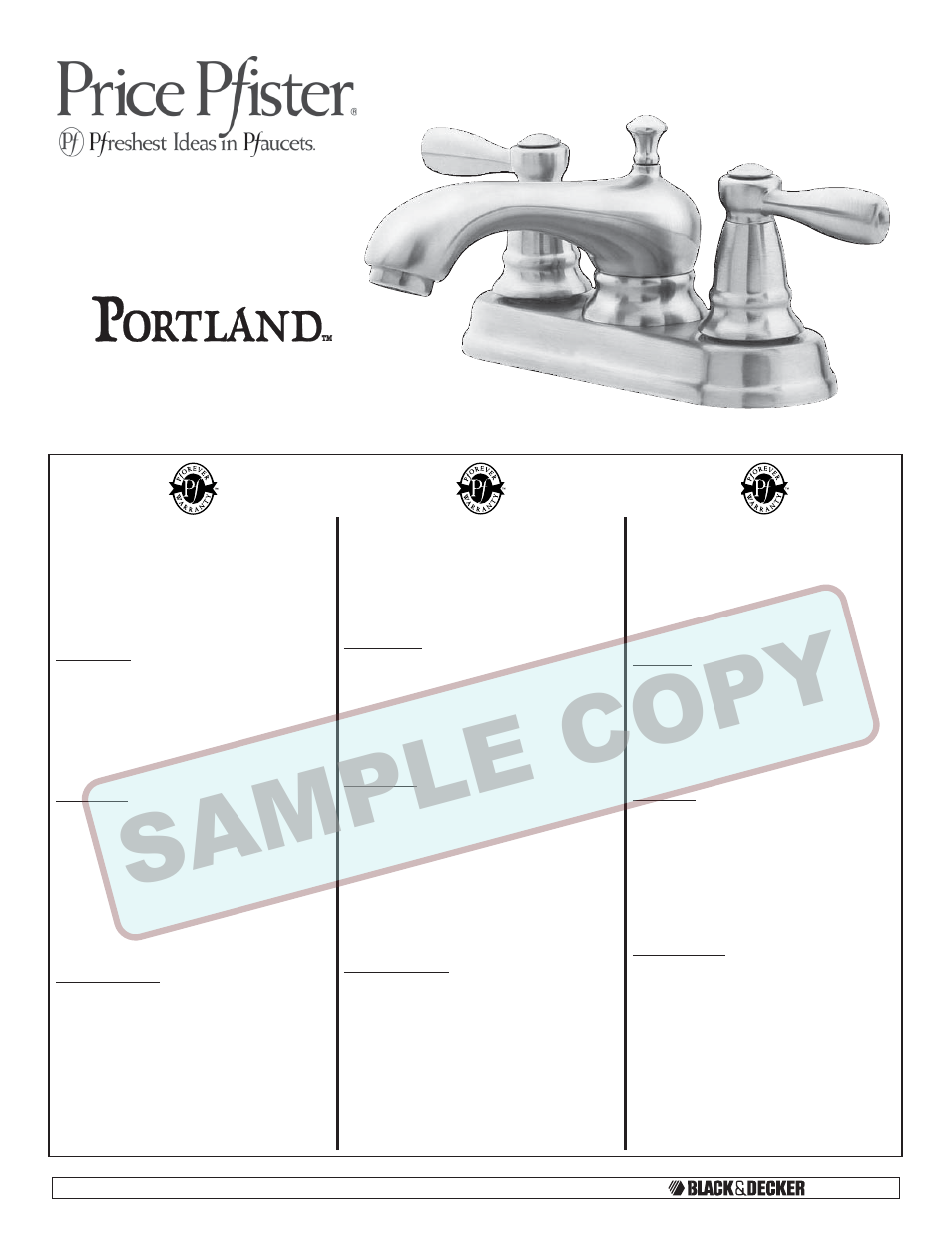 Factory Direct Hardware Pfister T48-P00 User Manual | 12 pages