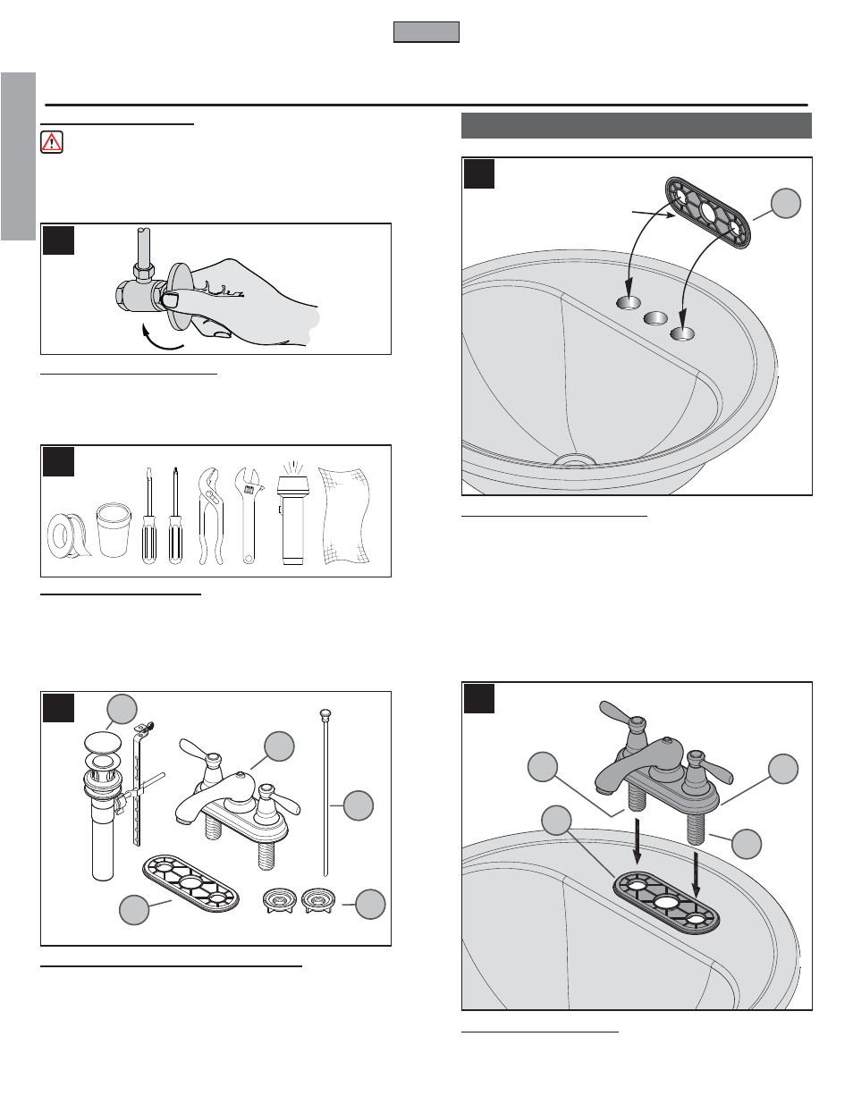 En g l is h english, Faucet installation | Factory Direct Hardware Pfister T48-P00 User Manual | Page 2 / 12