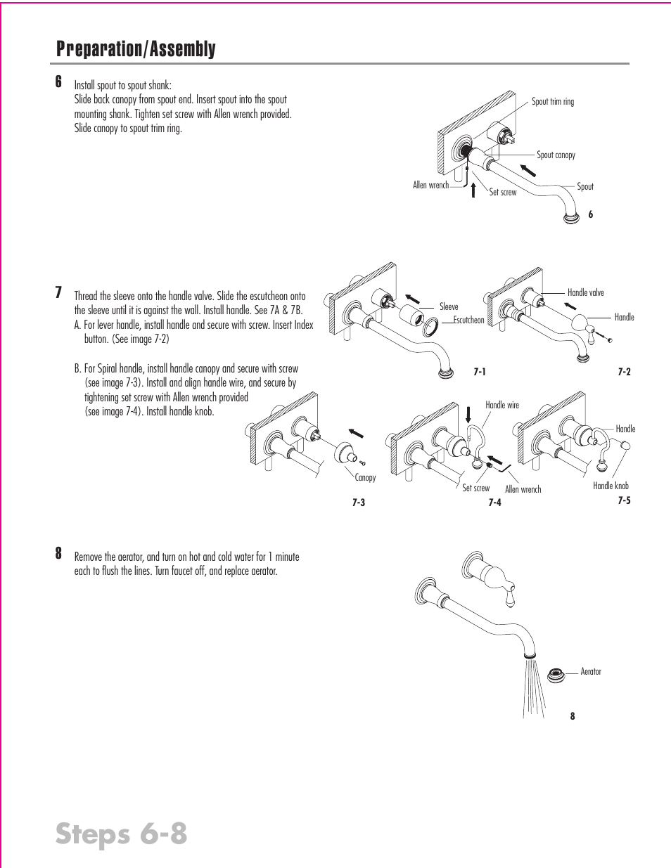 Steps 6-8, Preparation/assembly | Factory Direct Hardware Belle Foret N31005 User Manual | Page 3 / 4