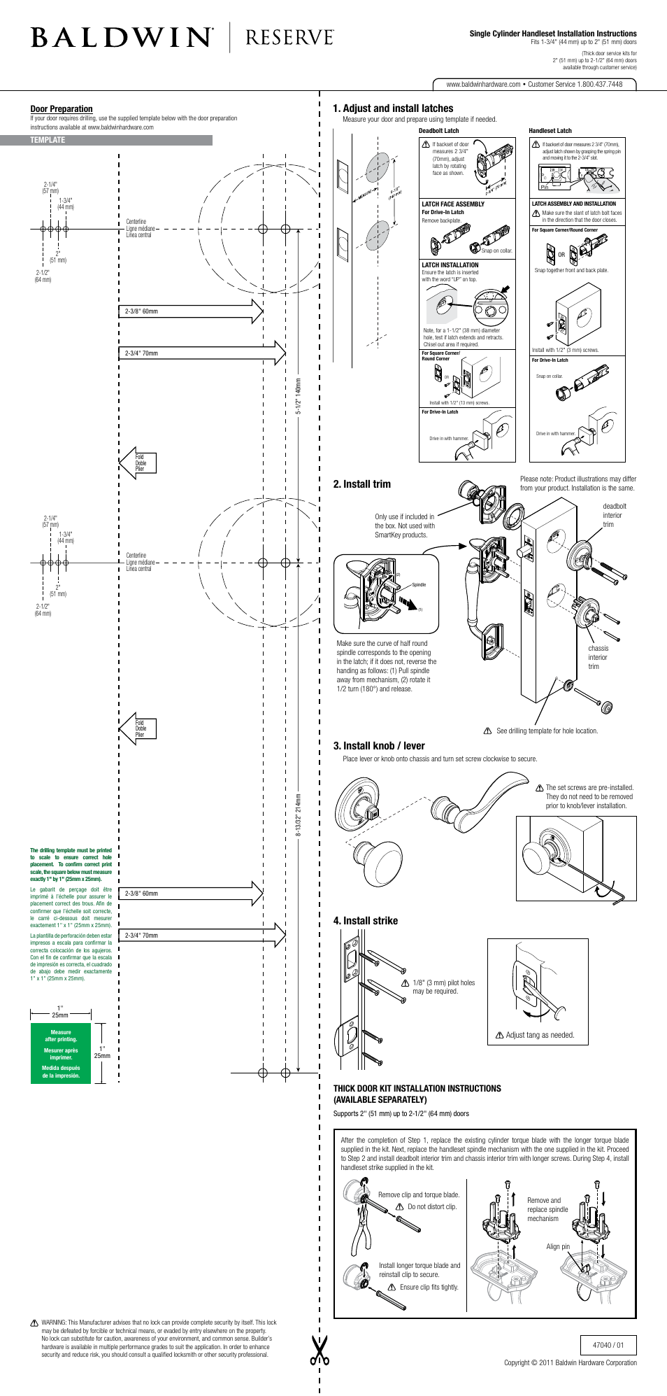 Baldwin Columbus Handleset User Manual | 2 pages