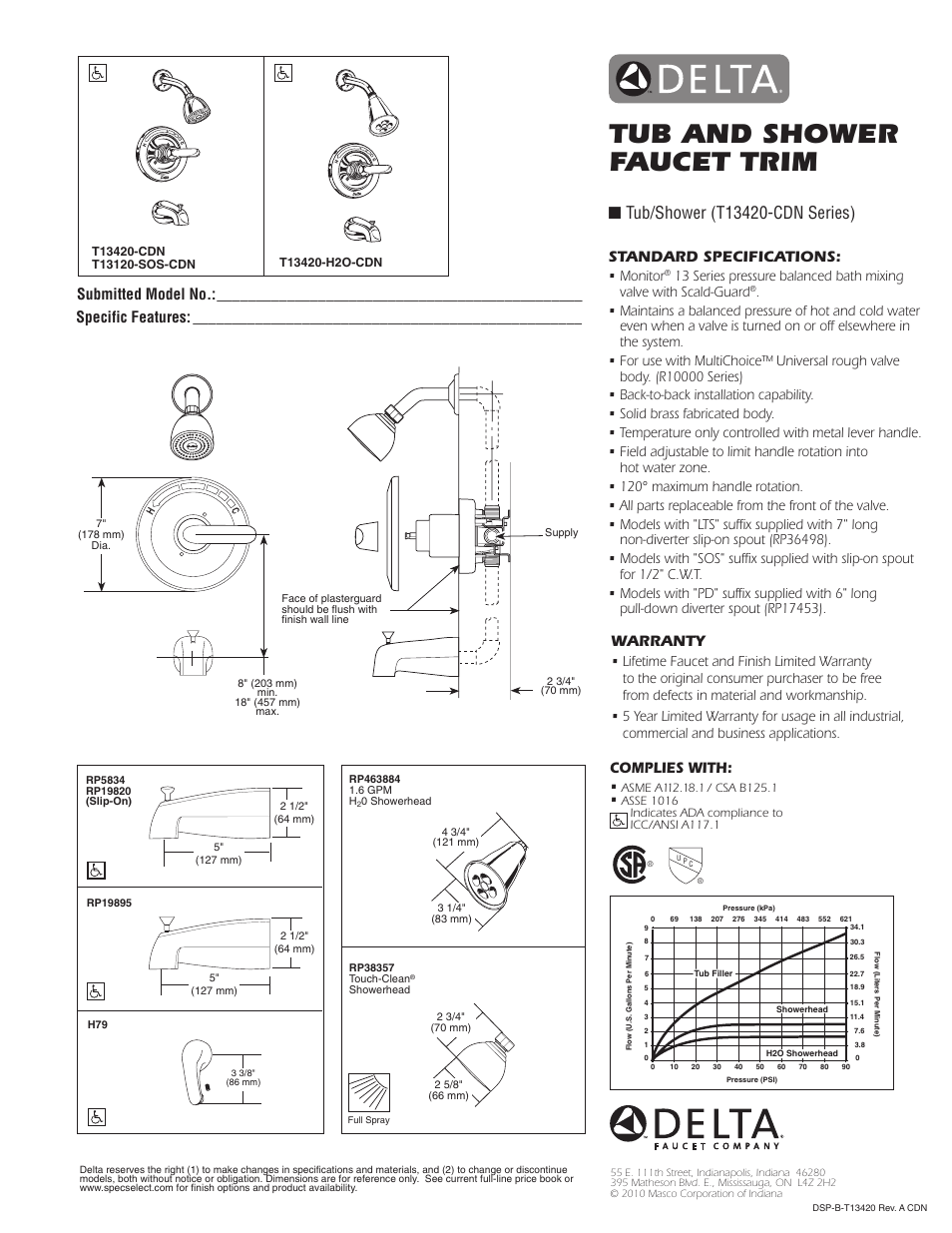 Factory Direct Hardware Delta T13420-CDN User Manual | 1 page