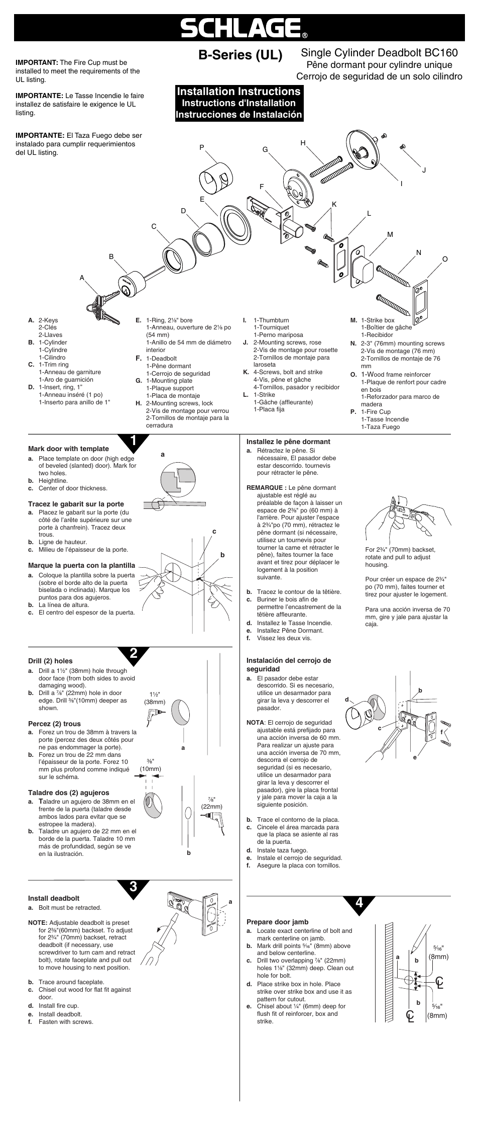 Factory Direct Hardware Schlage B560BD User Manual | 2 pages