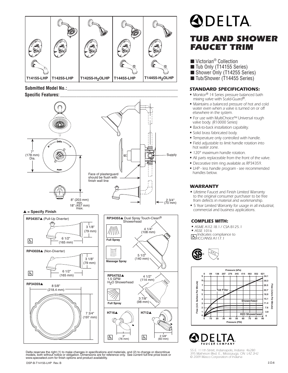 Factory Direct Hardware Delta T14255-H2OLHP Victorian User Manual | 1 page
