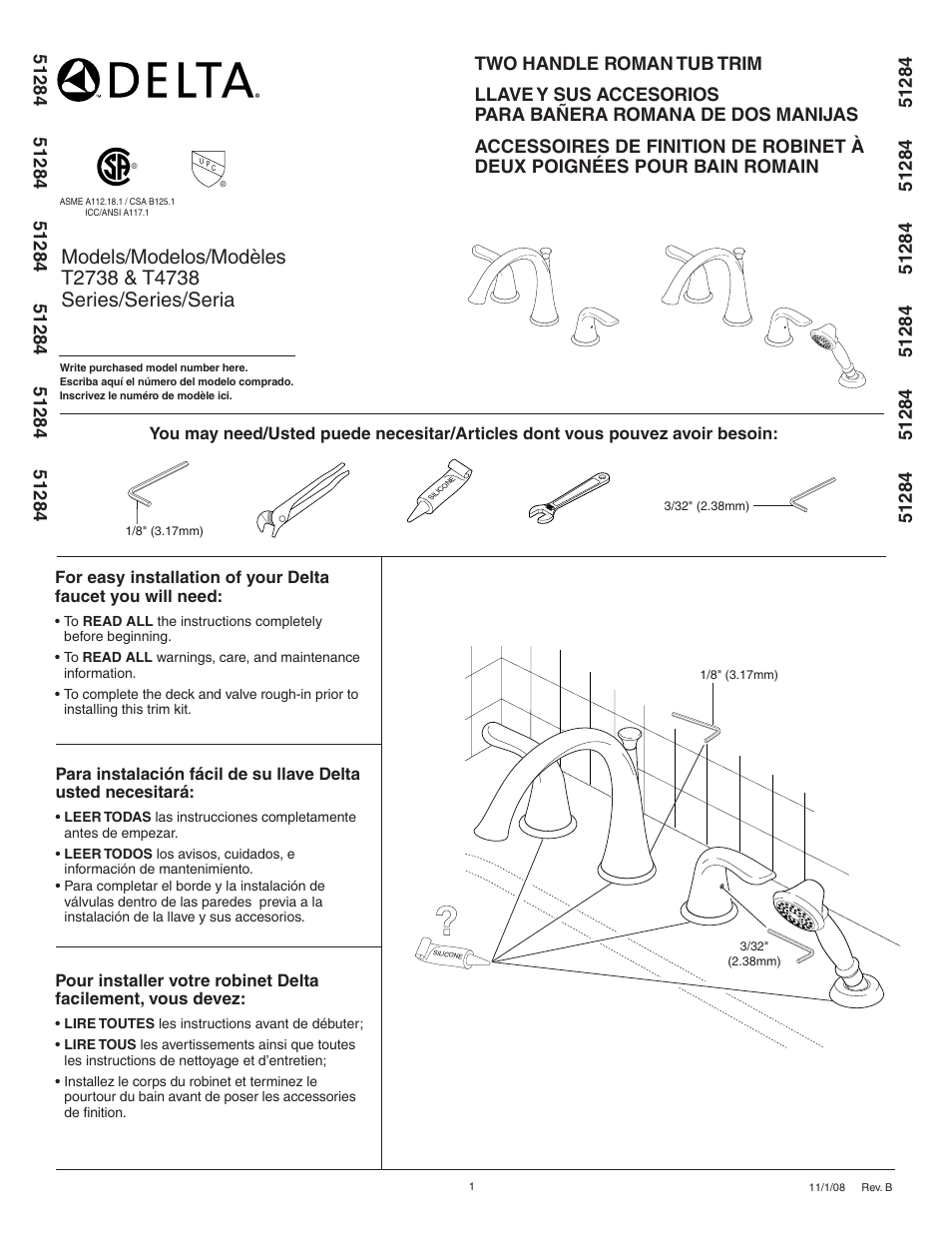 Factory Direct Hardware Delta T4738 Lahara User Manual | 8 pages