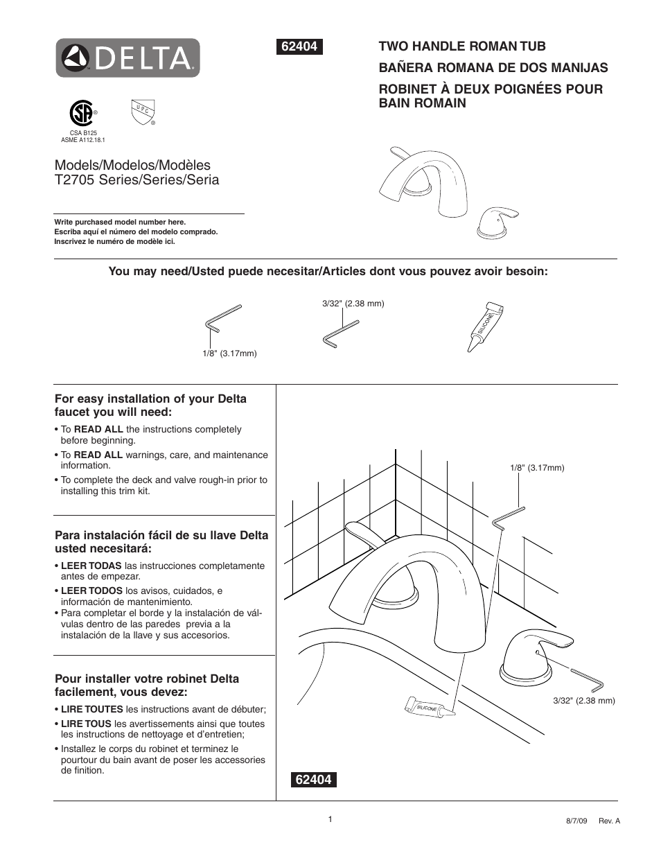 Factory Direct Hardware Delta T2705 Classic User Manual | 4 pages