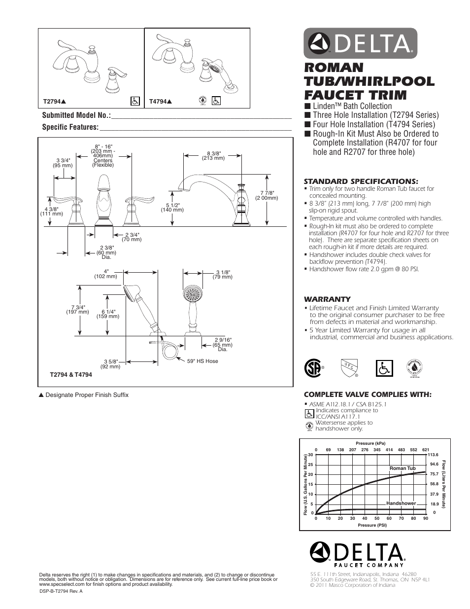 Factory Direct Hardware Delta T2794 Linden User Manual | 1 page