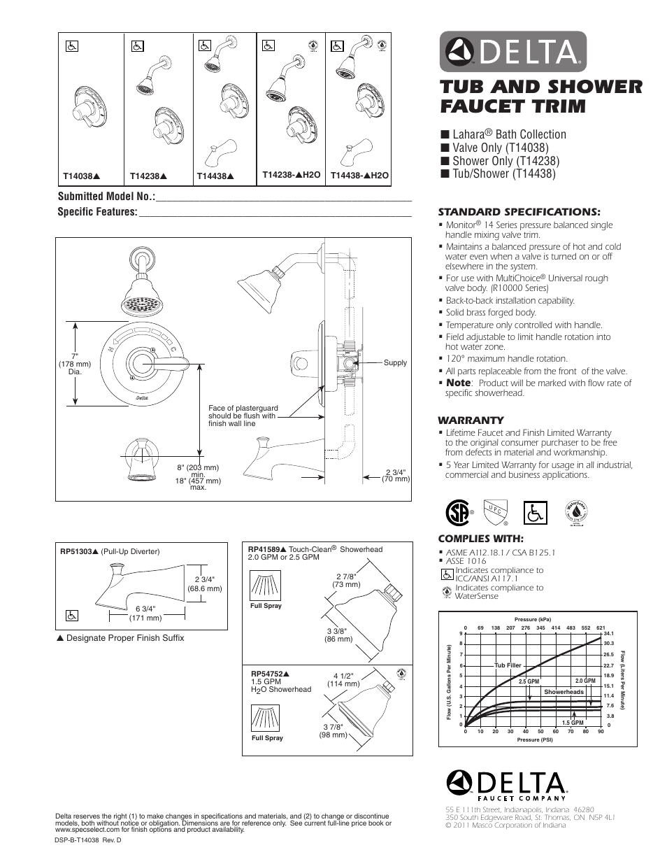 Factory Direct Hardware Delta T14238-H2O Lahara User Manual | 1 page