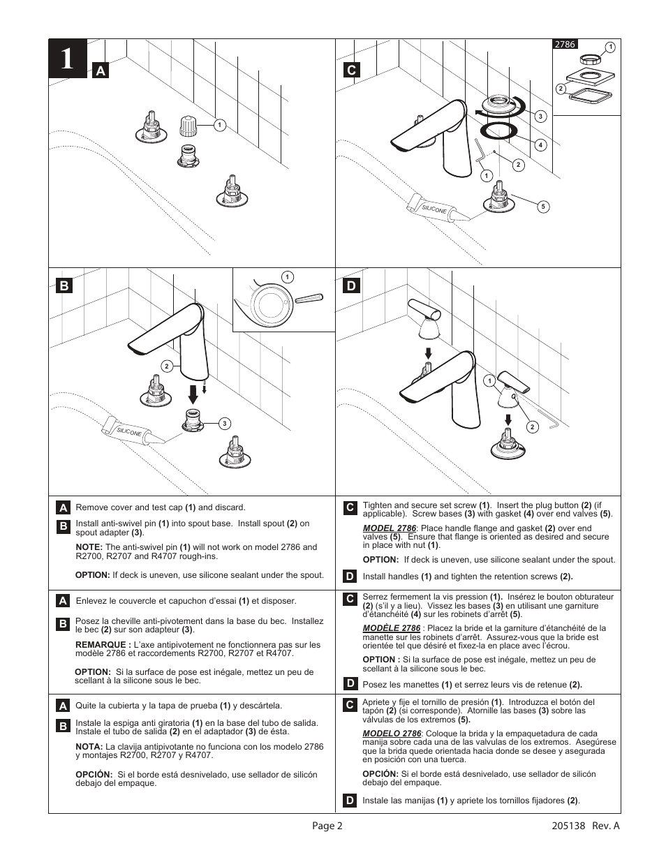 Ab c d | Factory Direct Hardware Delta T2786 Arzo User Manual | Page 2 / 4