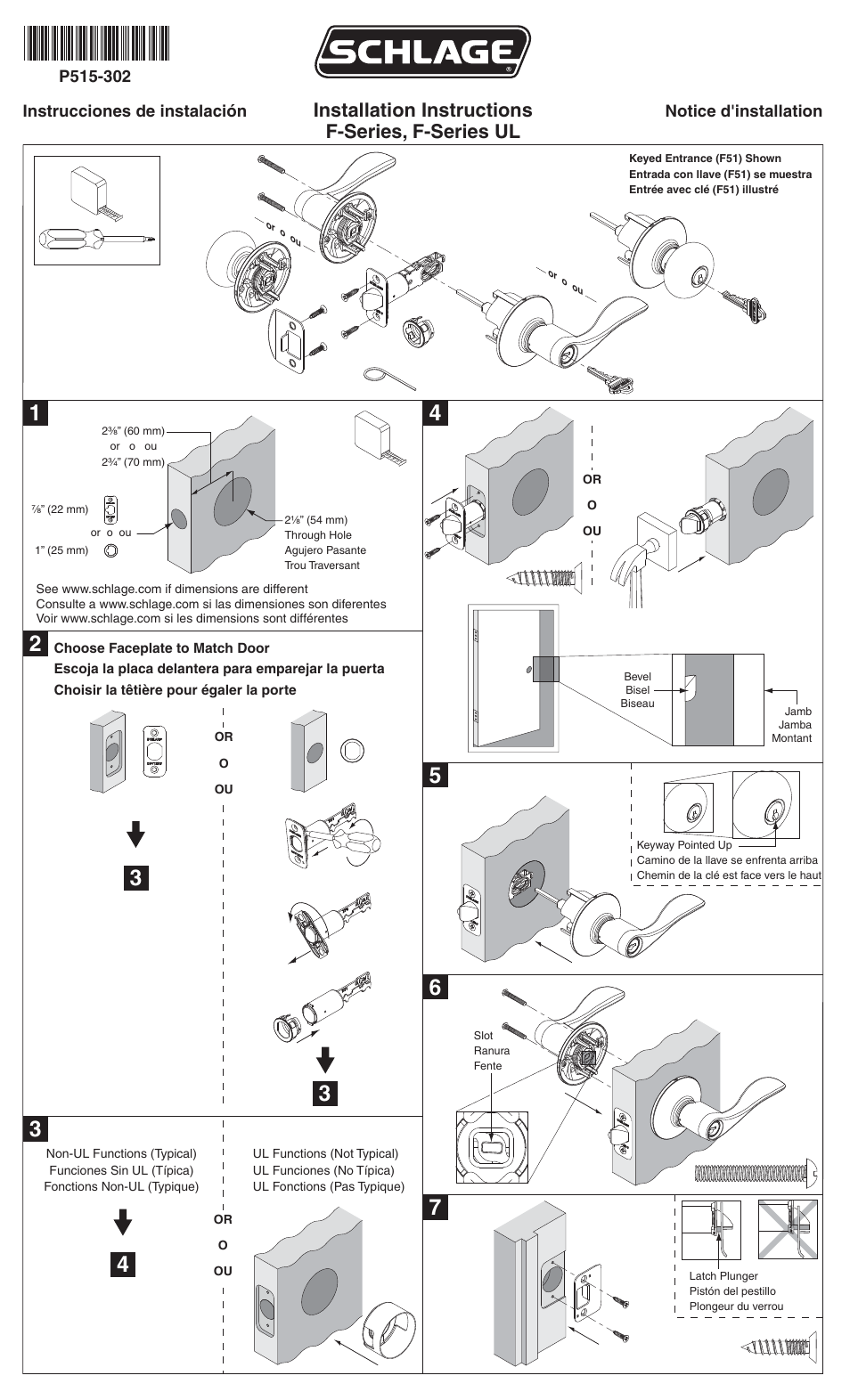 Schlage F-Series User Manual | 2 pages