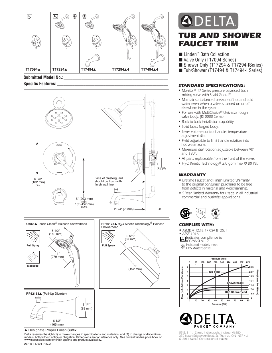 Factory Direct Hardware Delta T17494-I Linden User Manual | 1 page