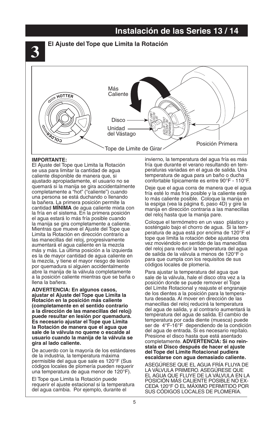 Instalación de las series 13 / 14 | Factory Direct Hardware Delta T17285 Grail User Manual | Page 23 / 78
