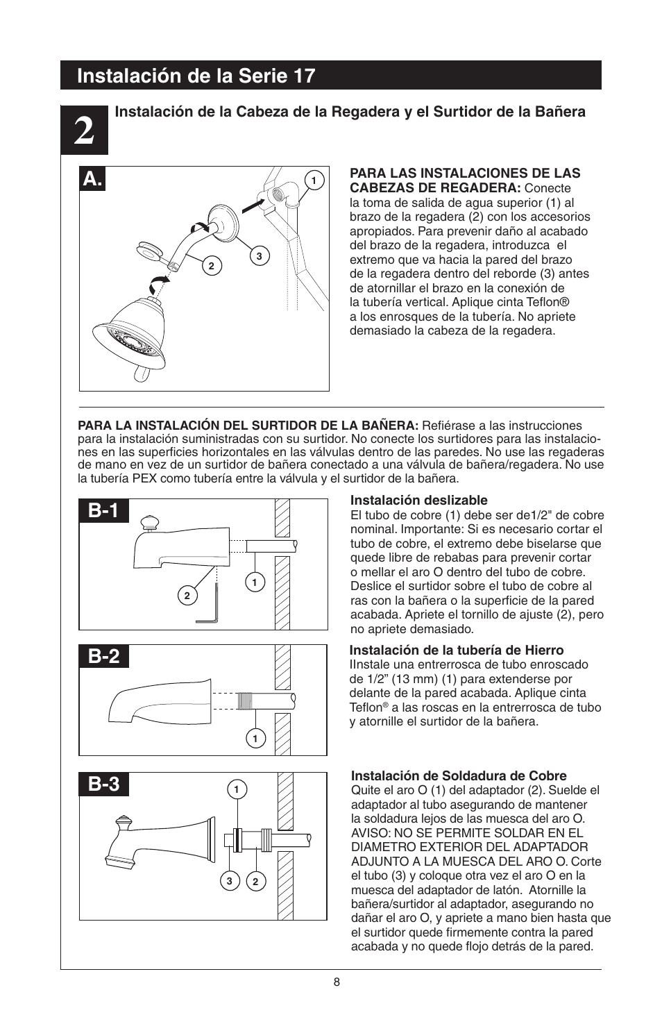 Instalación de la serie 17 | Factory Direct Hardware Delta T17285 Grail User Manual | Page 26 / 78