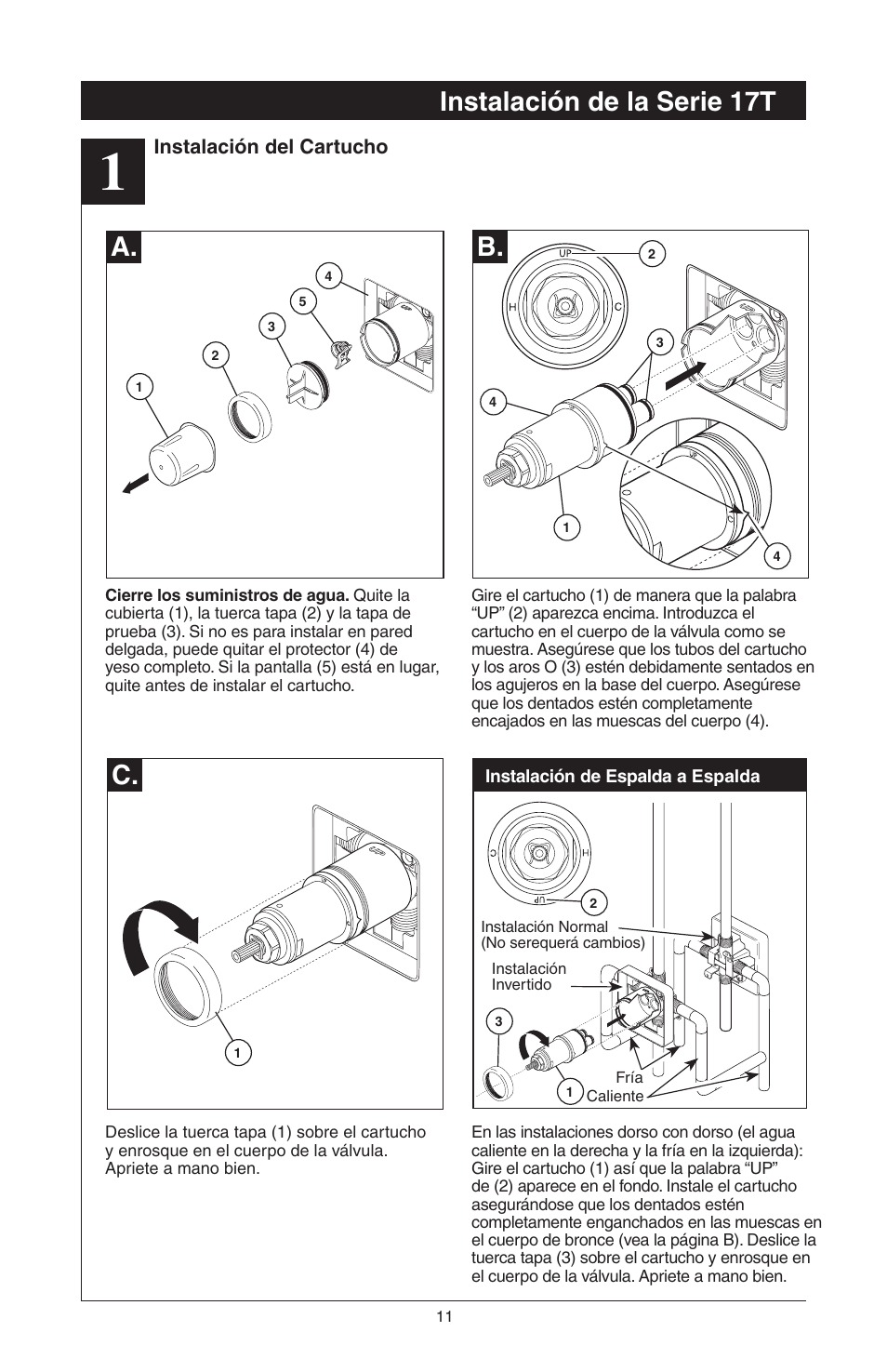 Instalación de la serie 17t | Factory Direct Hardware Delta T17285 Grail User Manual | Page 29 / 78