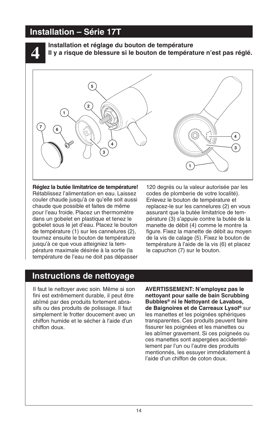 Instructions de nettoyage, Installation – série 17t | Factory Direct Hardware Delta T17285 Grail User Manual | Page 48 / 78
