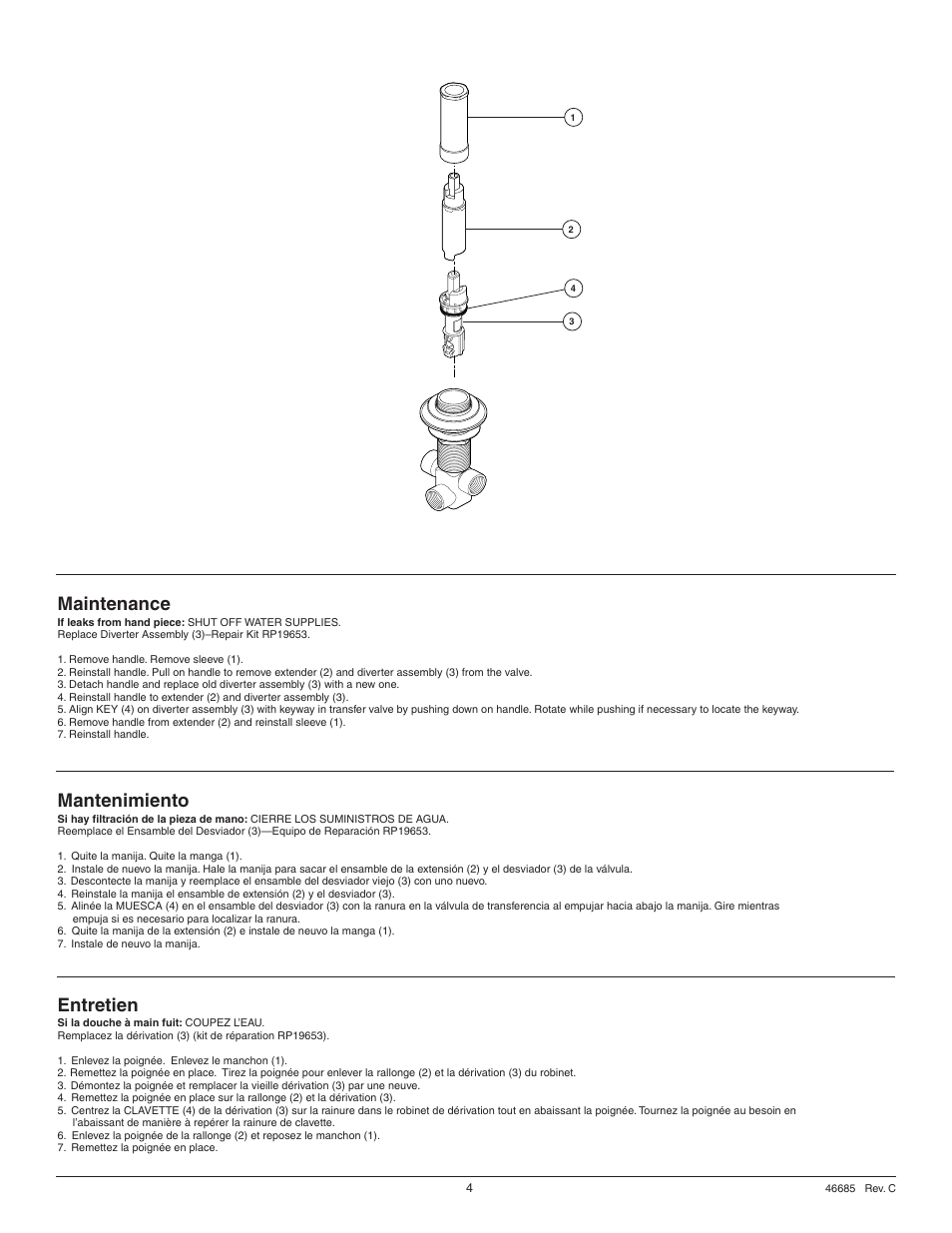 Maintenance, Entretien, Mantenimiento | Factory Direct Hardware Delta RP33791LHP Victorian User Manual | Page 4 / 8