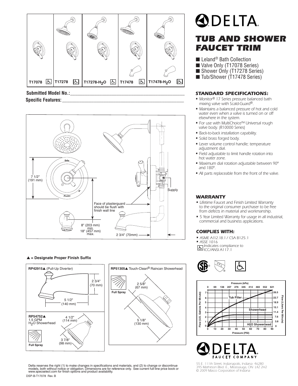 Factory Direct Hardware Delta T17278-H2O Leland User Manual | 1 page