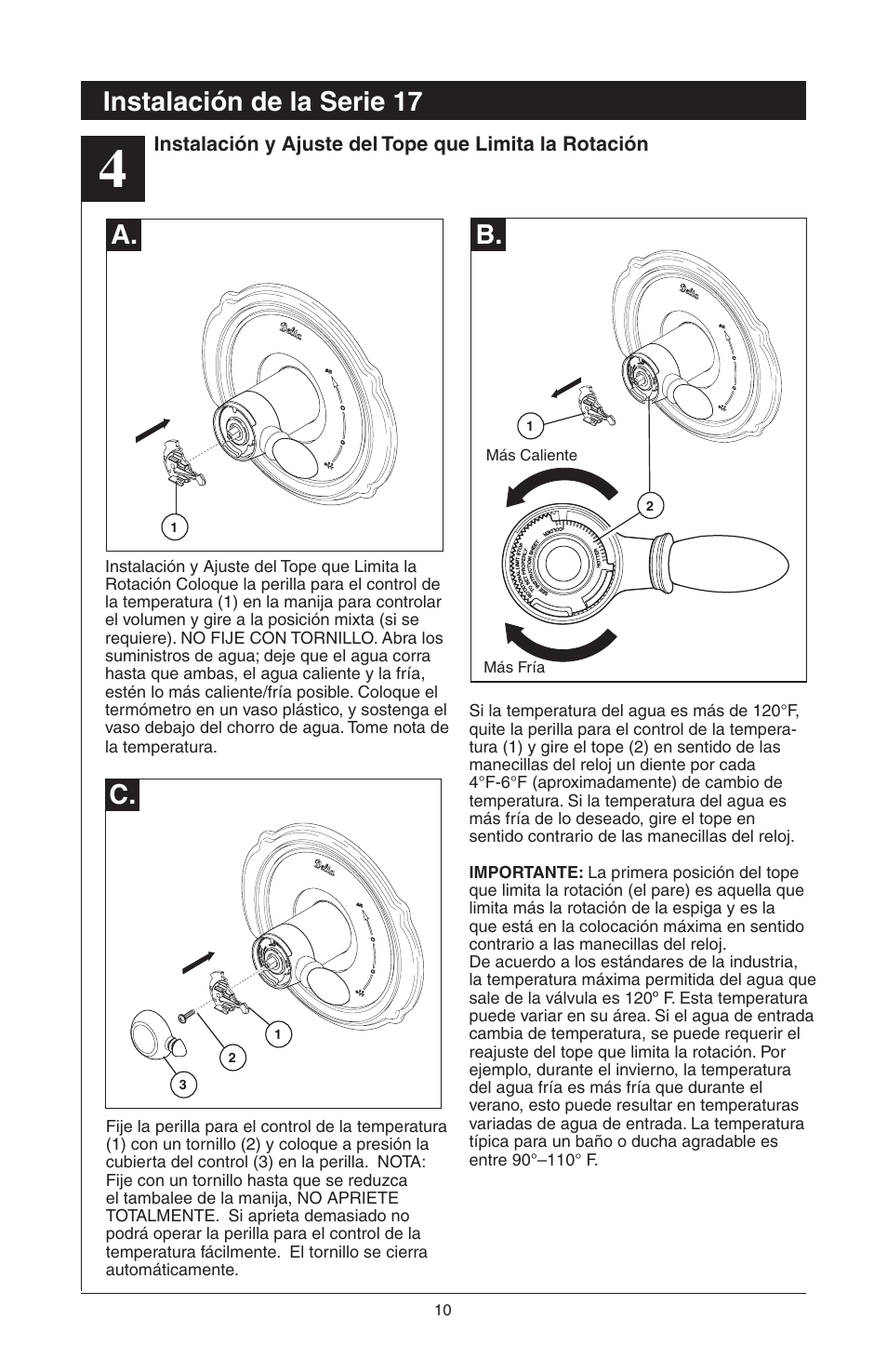 C. a. b, Instalación de la serie 17 | Factory Direct Hardware Delta T17451 Dryden User Manual | Page 28 / 78