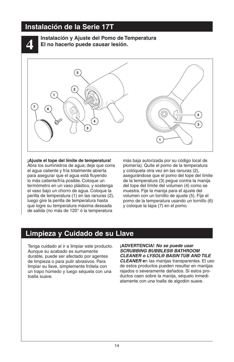 Limpieza y cuidado de su llave, Instalación de la serie 17t | Factory Direct Hardware Delta T17451 Dryden User Manual | Page 32 / 78