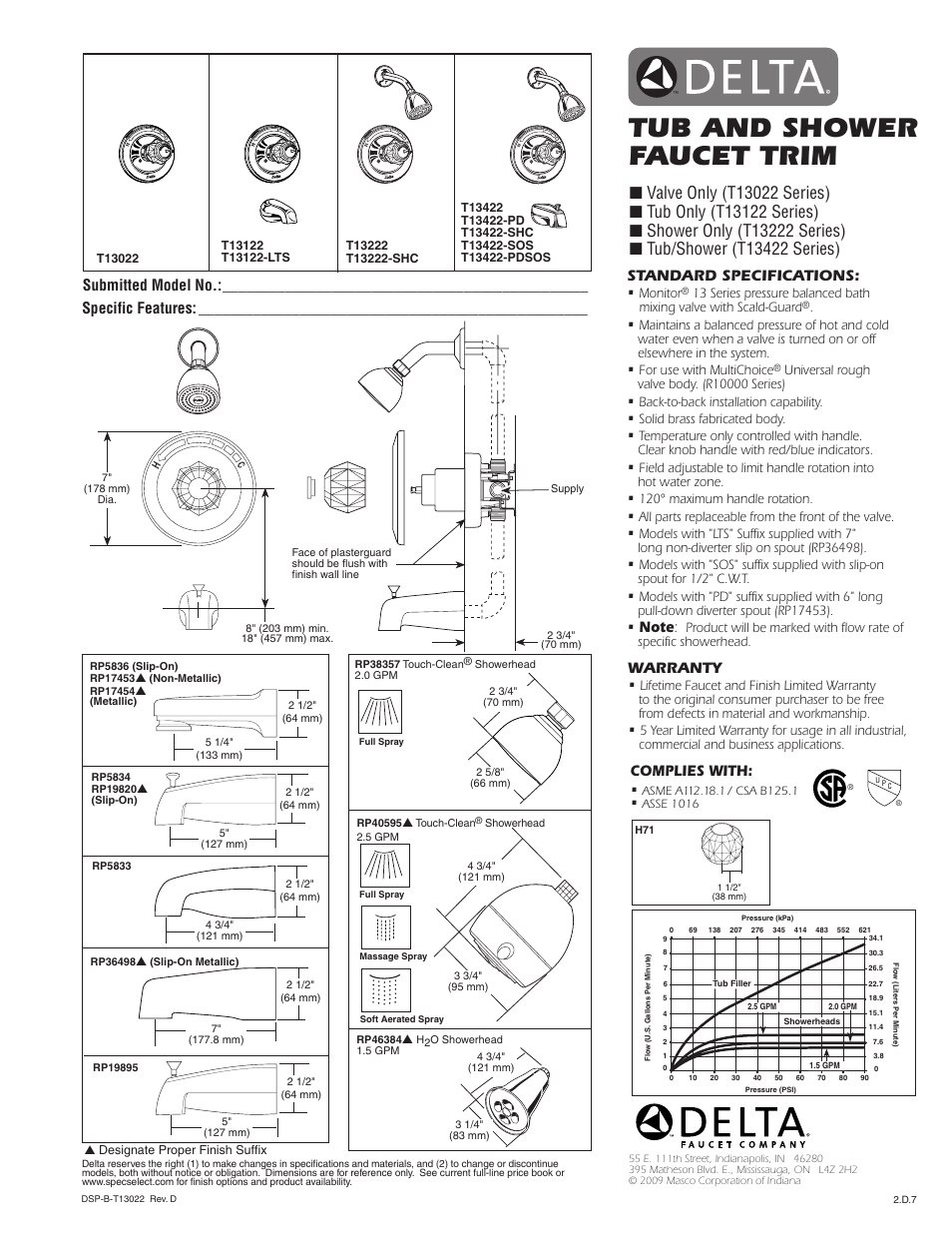Factory Direct Hardware Delta T13422-SOS Classic User Manual | 1 page