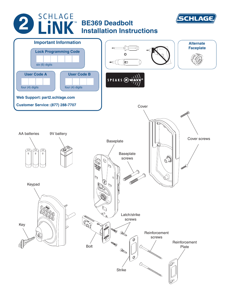 Factory Direct Hardware Schlage FE595PLY626JAZ User Manual | 10 pages