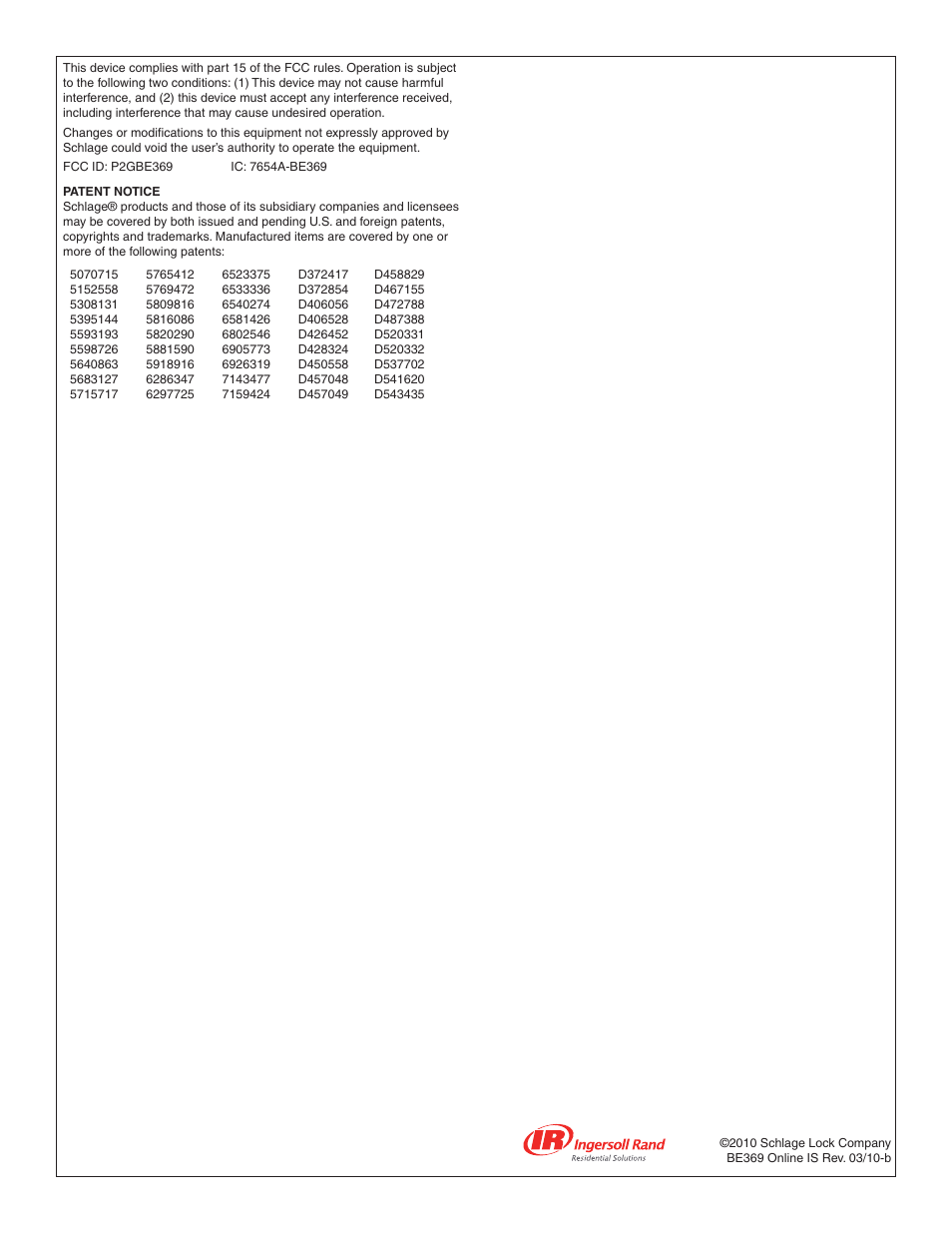 Factory Direct Hardware Schlage FE595PLY626JAZ User Manual | Page 10 / 10