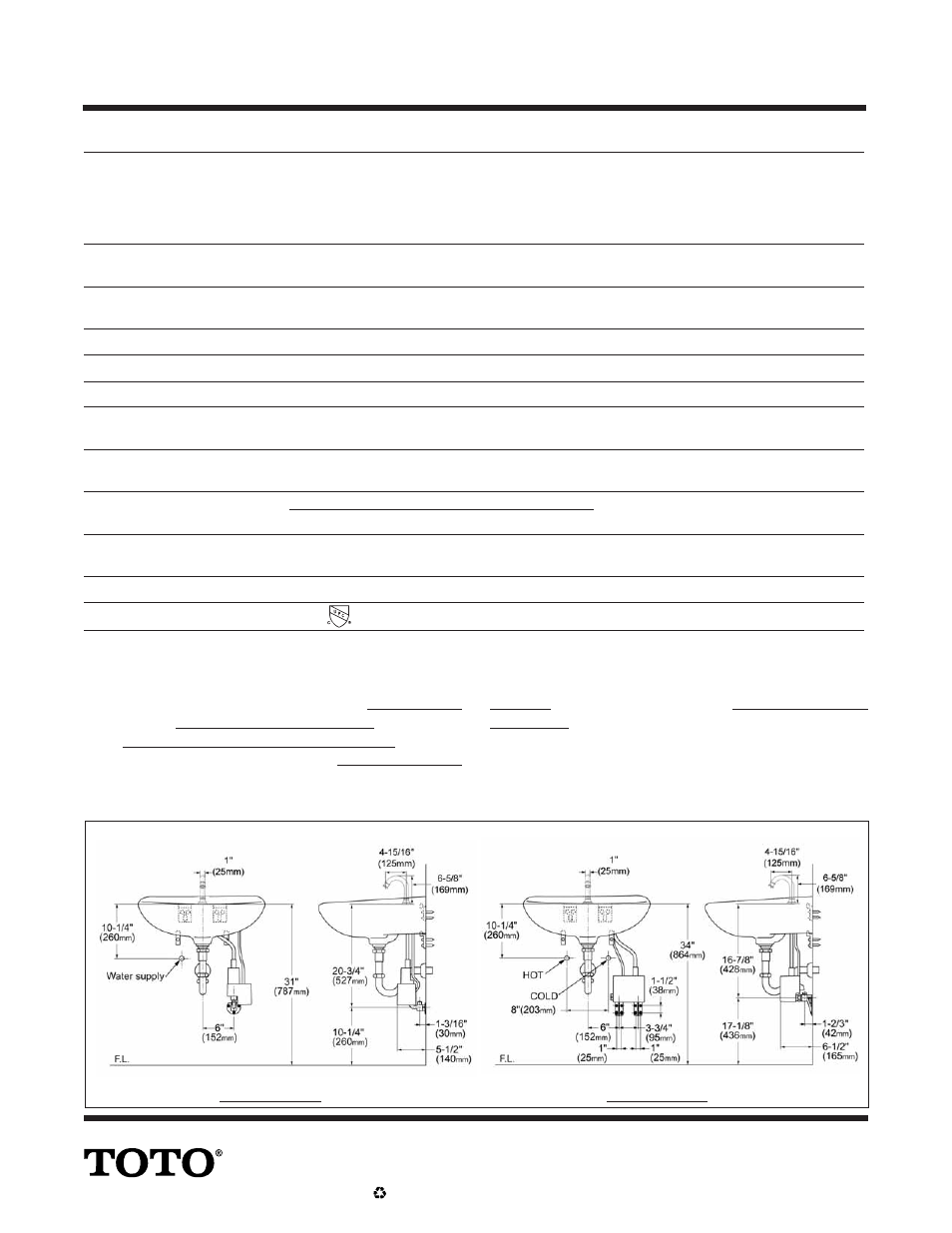 Self-generating ecopower, System sensor faucet, fordham™ spout | Factory Direct Hardware Toto TEL3GTCN-60 User Manual | Page 2 / 2